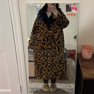Rare Lazy Oaf Smiley Face Leopard Print Jacket